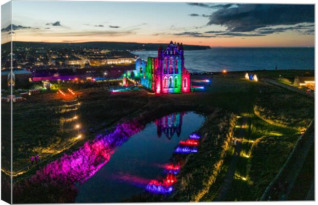 Whitby Abbey Night Lights Canvas Print by Apollo Aerial Photography