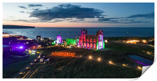 Whitby Abbey After Dark Print by Apollo Aerial Photography