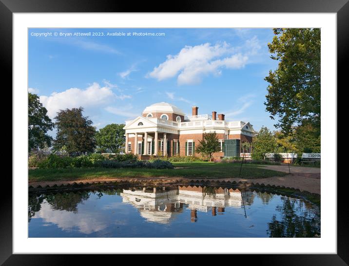 Thomas Jefferson's house at Monticello, Charlottes Framed Mounted Print by Bryan Attewell
