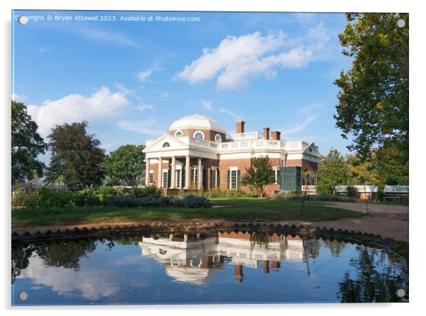 Thomas Jefferson's house at Monticello, Charlottes Acrylic by Bryan Attewell