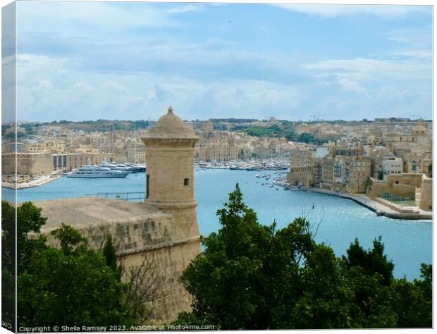 Grand Harbour Valletta Canvas Print by Sheila Ramsey
