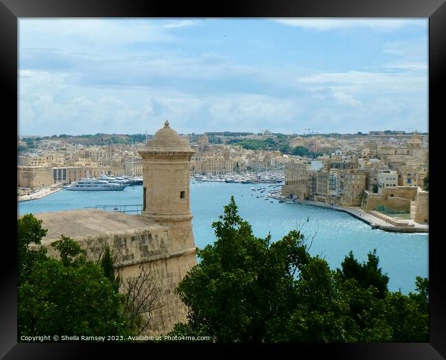 Grand Harbour Valletta Framed Print by Sheila Ramsey