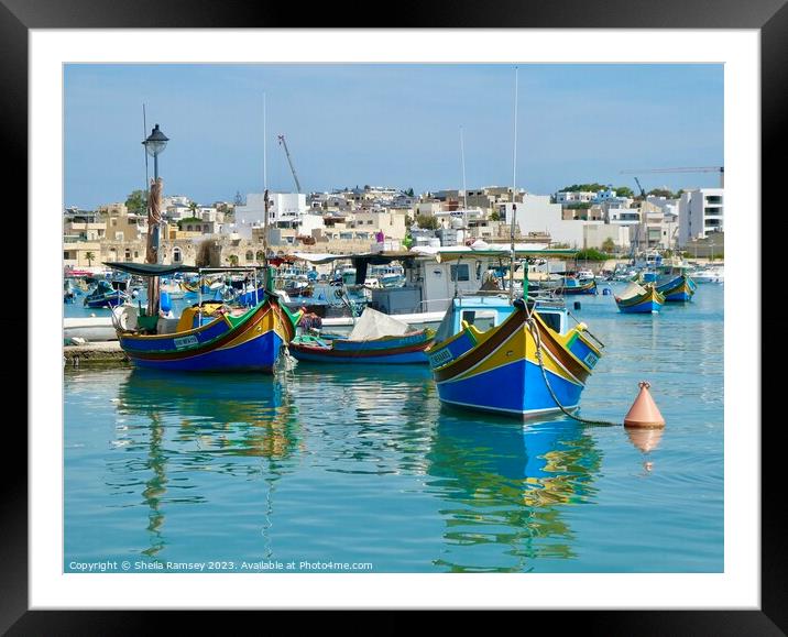 Traditional Fishing Boats Malta Framed Mounted Print by Sheila Ramsey