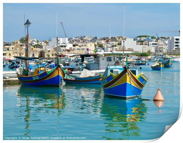 Traditional Fishing Boats Malta Print by Sheila Ramsey