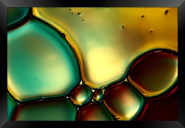 Oil & Water Abstract I Framed Print by Sharon Johnstone