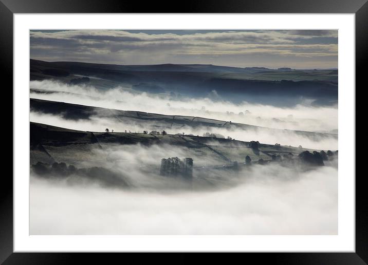 Kinder and South Head from Chinley Churn Framed Mounted Print by MIKE HUTTON