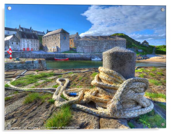 Portsoy Harbour Aberdeenshire Scotland 17th Century Harbour & Original Building Facade Acrylic by OBT imaging