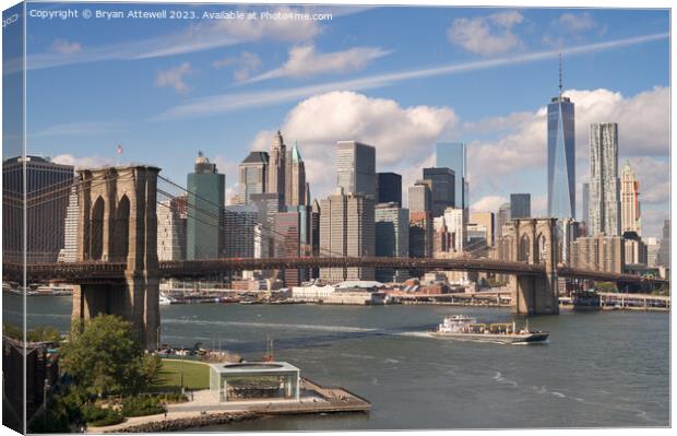 Brooklyn Bridge and Manhattan skyline  Canvas Print by Bryan Attewell