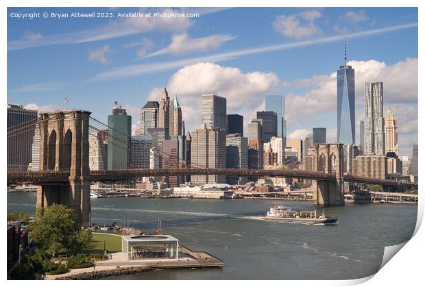 Brooklyn Bridge and Manhattan skyline  Print by Bryan Attewell