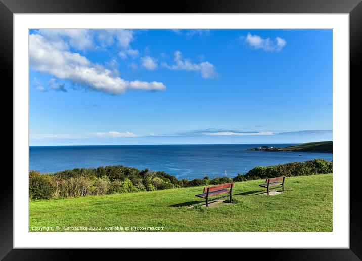 A view on the sea, Mevagissey coast path, Cornwall Framed Mounted Print by  Garbauske
