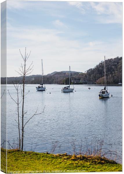 YACHTS MOORED AT FELL FOOT WINDERMERE Canvas Print by Michael Birch