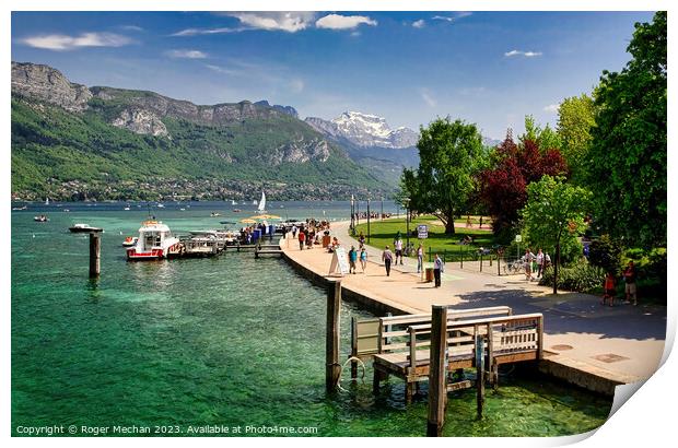 A busy day on Lake Annecy Print by Roger Mechan
