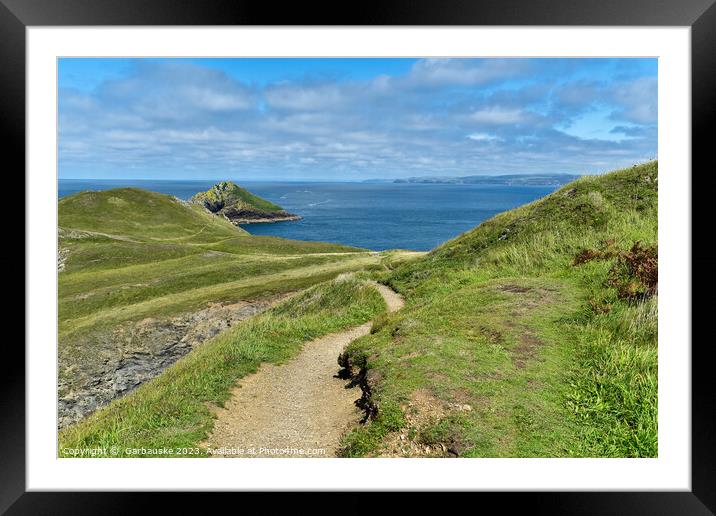 A walking path Pentire coast Cornwall Framed Mounted Print by  Garbauske