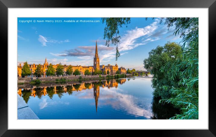 Reflections of Perth Scotland and the River Tay Framed Mounted Print by Navin Mistry