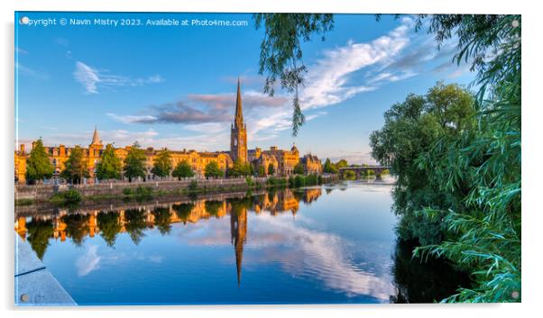 Reflections of Perth Scotland and the River Tay Acrylic by Navin Mistry