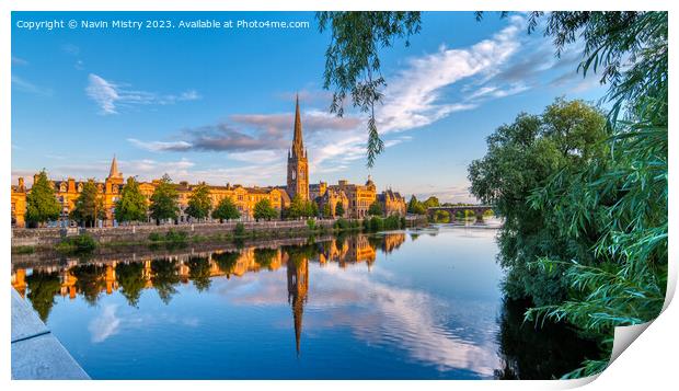 Reflections of Perth Scotland and the River Tay Print by Navin Mistry