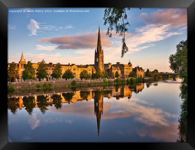 Reflections of Perth Scotland and the River Tay   Framed Print by Navin Mistry