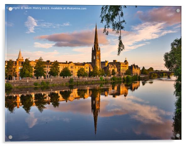 Reflections of Perth Scotland and the River Tay   Acrylic by Navin Mistry