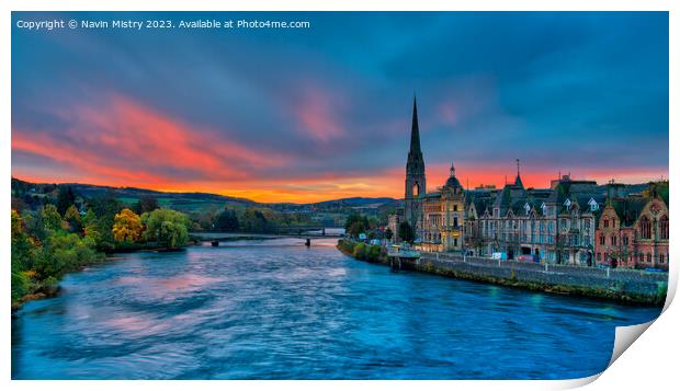 A beautiful Sunrise Perth Scotland  Print by Navin Mistry