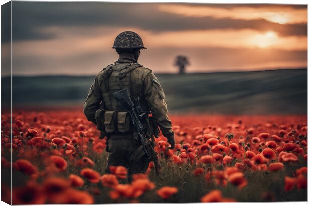 Poppy Field Soldier Canvas Print by Picture Wizard