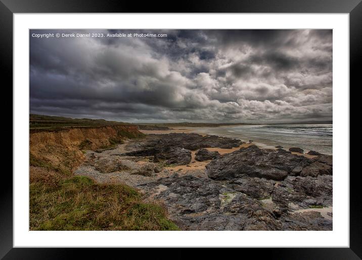 Rocky Beach At Gwithian and Godrevy Framed Mounted Print by Derek Daniel