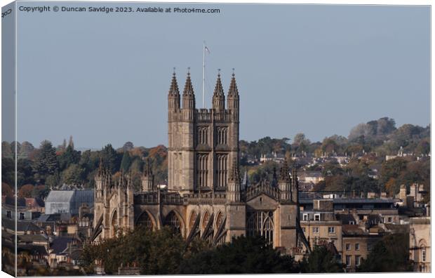 Bath Abbey in the Autumn Landscape  Canvas Print by Duncan Savidge