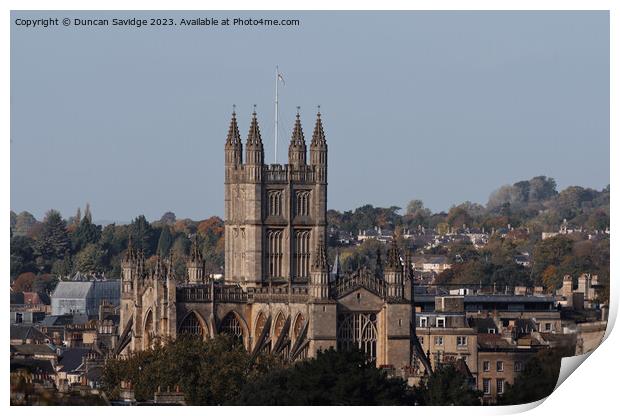 Bath Abbey in the Autumn Landscape  Print by Duncan Savidge