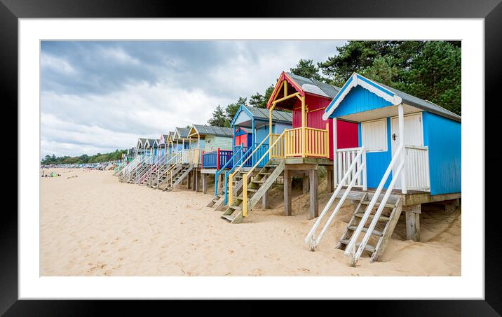 Beautifully coloured beach huts at Wells Framed Mounted Print by Jason Wells