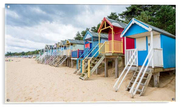 Beautifully coloured beach huts at Wells Acrylic by Jason Wells