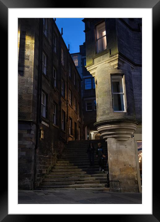 Narrow Alley By Night In Medieval Edinburgh Framed Mounted Print by Artur Bogacki