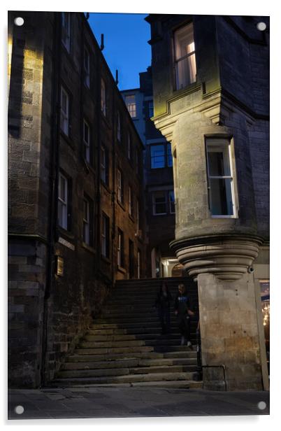 Narrow Alley By Night In Medieval Edinburgh Acrylic by Artur Bogacki