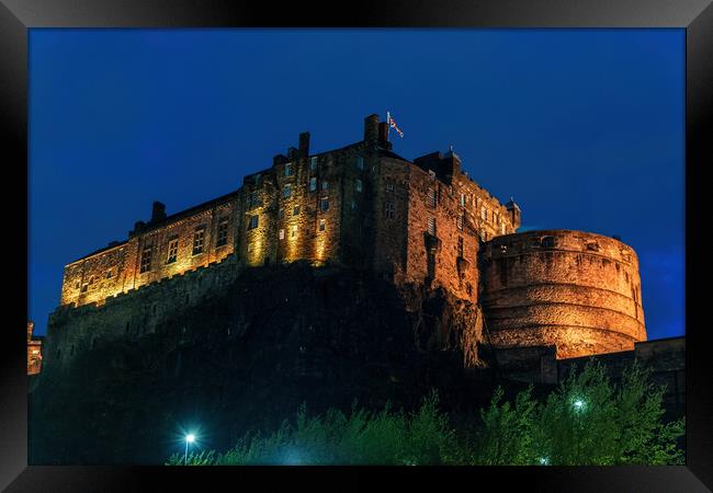 Edinburgh Castle At Night In Scotland Framed Print by Artur Bogacki