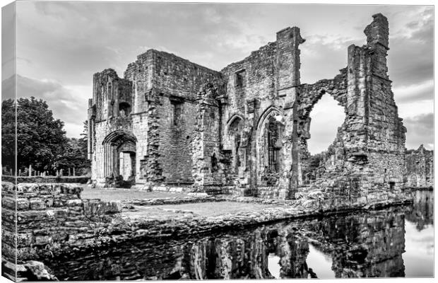 Easby Abbey Black and White Canvas Print by Tim Hill