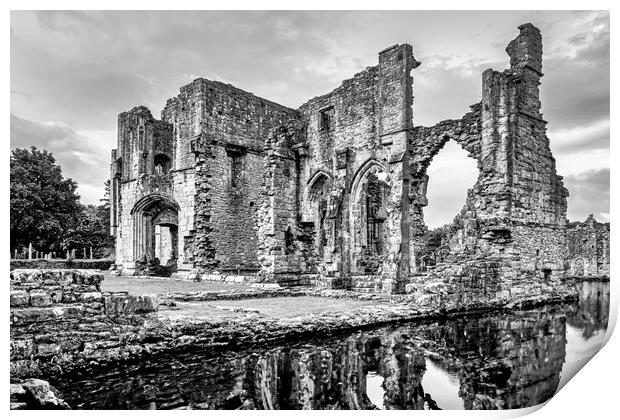 Easby Abbey Black and White Print by Tim Hill
