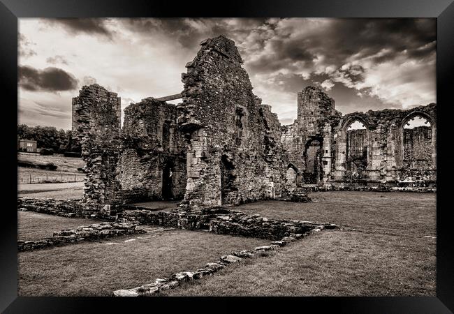 Easby Abbey Sepia Framed Print by Tim Hill
