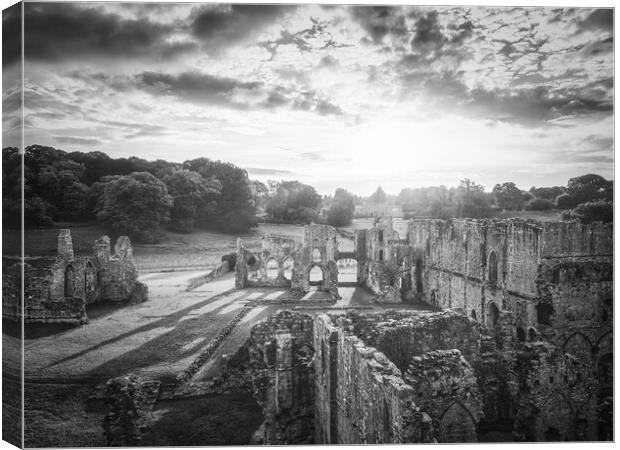 Easby Abbey Black and White Canvas Print by Tim Hill