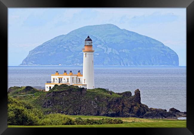 Ailsa Craig and Turnberry Lighthouse Framed Print by Allan Durward Photography