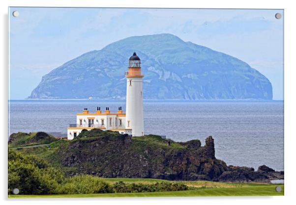 Ailsa Craig and Turnberry Lighthouse Acrylic by Allan Durward Photography