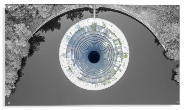 Ladybower Reservoir Plug Hole Acrylic by Tim Hill