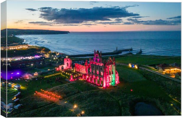 Whitby Abbey In The Dark Canvas Print by Apollo Aerial Photography
