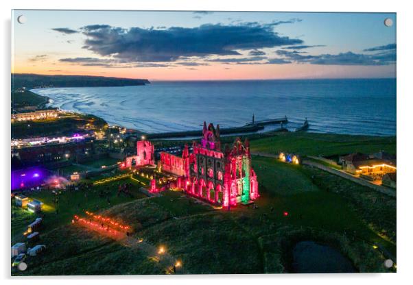 Whitby Abbey In The Dark Acrylic by Apollo Aerial Photography