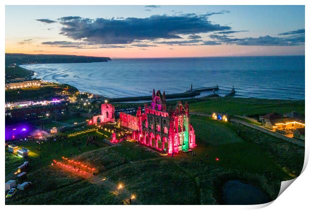 Whitby Abbey In The Dark Print by Apollo Aerial Photography