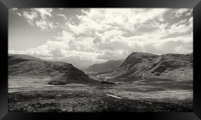 View of Glen Etive from the Devil's Staircase. Framed Print by David Jeffery