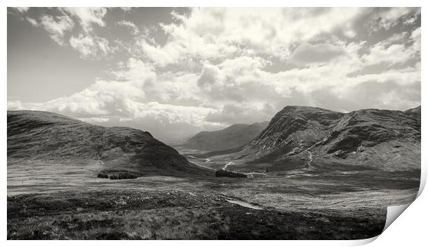 View of Glen Etive from the Devil's Staircase. Print by David Jeffery