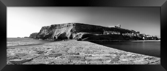 Whitby East Pier Black and White Framed Print by Tim Hill
