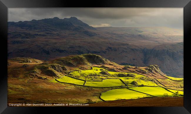 Green Fields Framed Print by Alan Dunnett