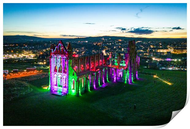 Whitby Abbey Illuminations Print by Apollo Aerial Photography