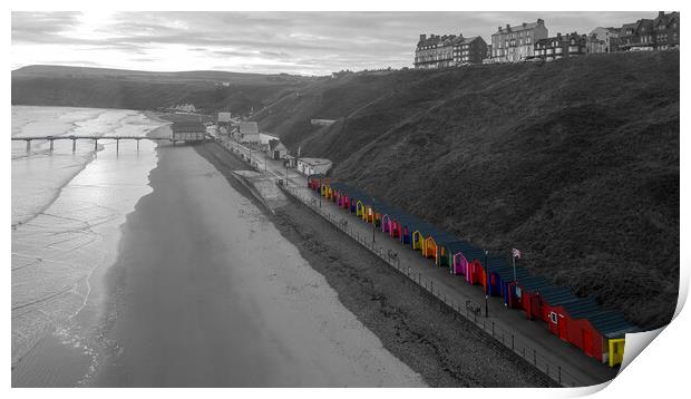 Saltburn Beach Huts Print by Tim Hill