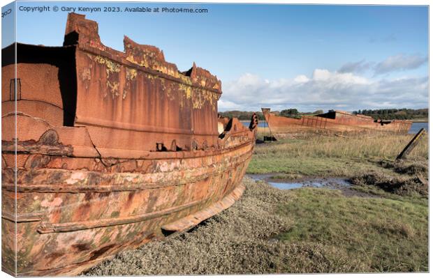 Two rusty abandoned fishing boats  Canvas Print by Gary Kenyon