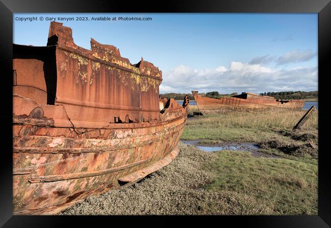 Two rusty abandoned fishing boats  Framed Print by Gary Kenyon